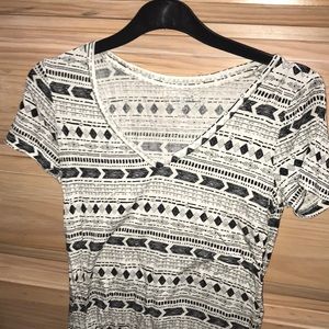 black and white v neck